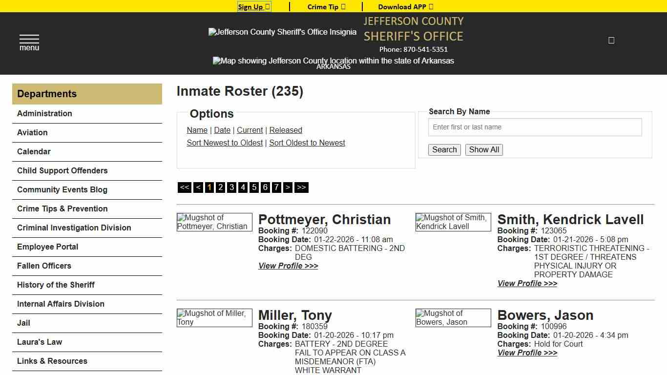 Inmate Roster - Current Inmates Booking Date Descending - Jefferson County Sheriff AR